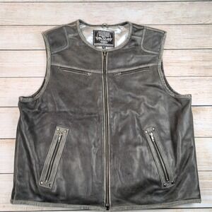 Milwaukee Leather Mens Distressed Gray Zip Front Biker Motorcycle Vest 4XL C0085